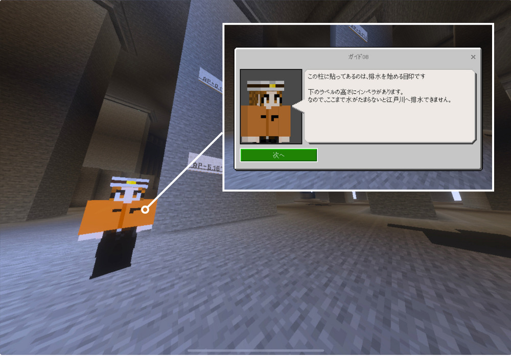 マイクラ_首都圏外郭放水路_話しかける