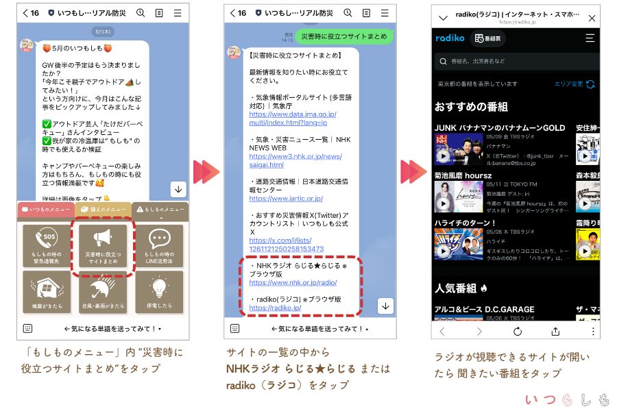 公式LINEアカウントでのラジオ聴取手順