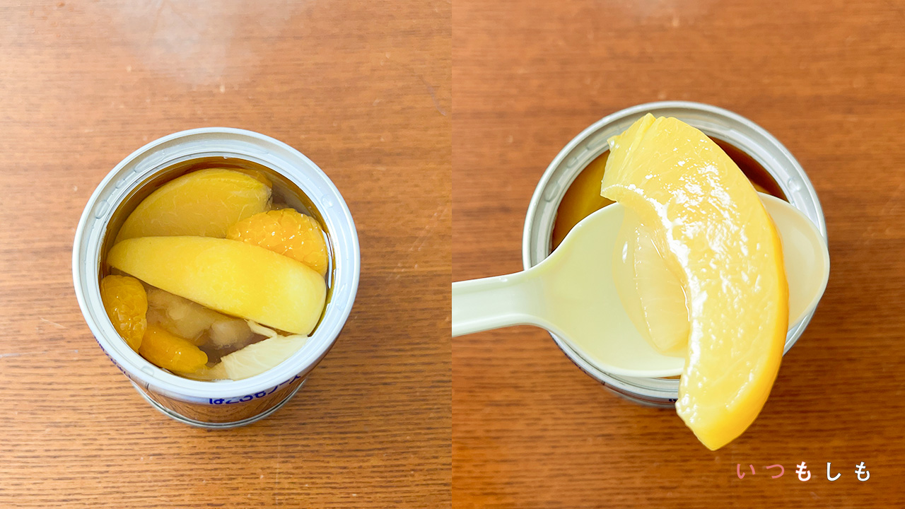 フルーツ缶を開けた様子