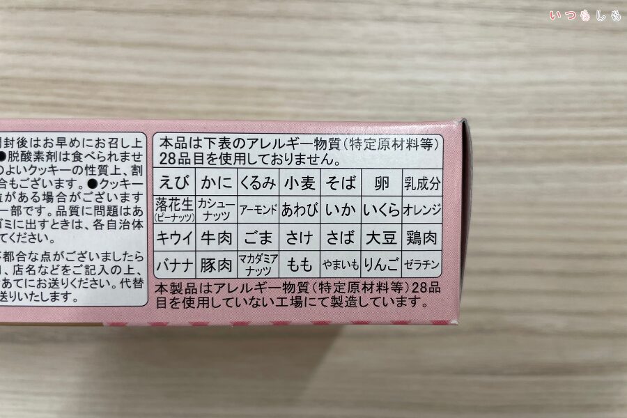 アレルギー表示面