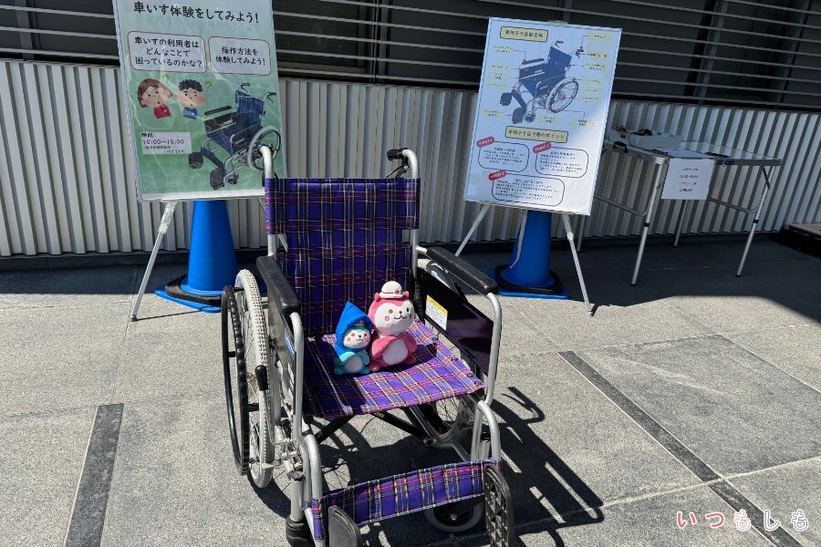 車椅子に乗ったもも＆こもも