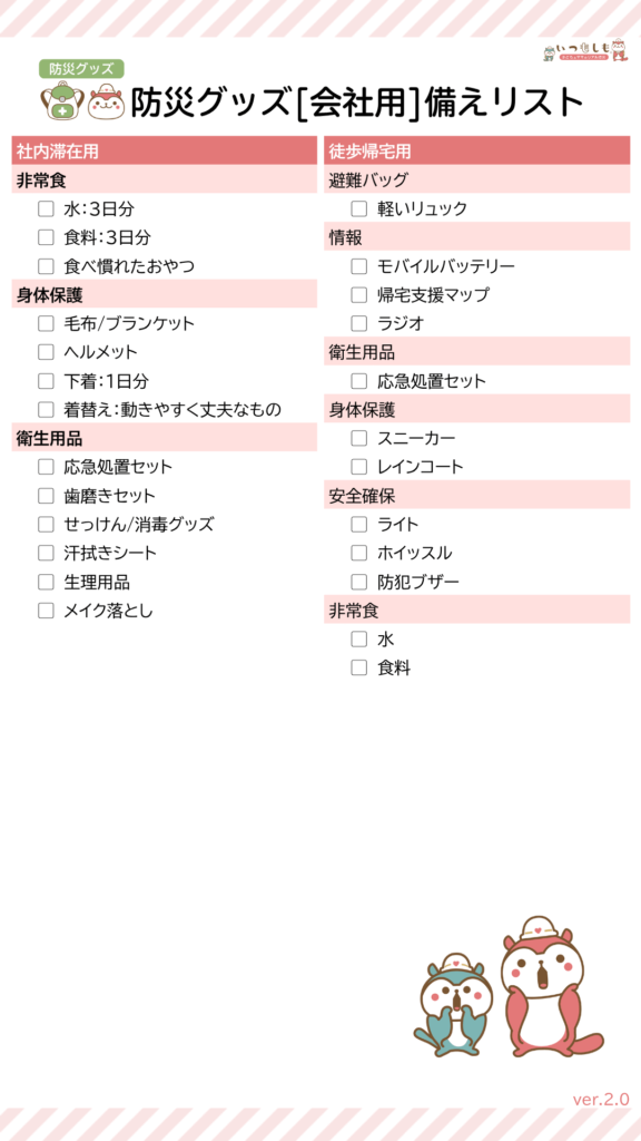 会社の備えリスト